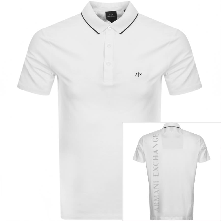 Alternative Image for ProductArmani Exchange Tipped Logo Polo T Shirt White1